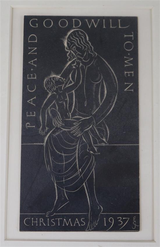 Eric Gill (1882-1940) Madonna and child, 15.5 x 9.5cm, unframed